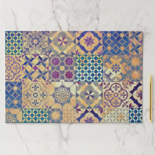 Colorful Mediterranean  Aegean traditional tiles Paper Pad