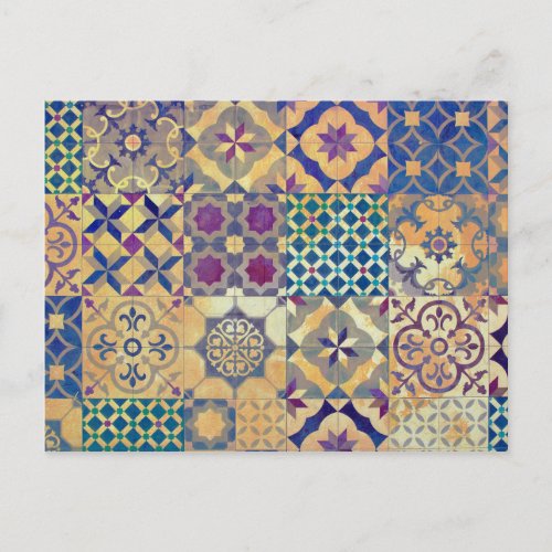 Colorful Mediterranean  Aegean traditional tiles Postcard
