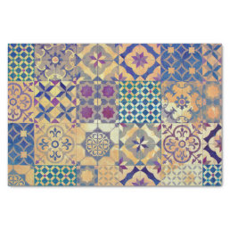 Colorful Mediterranean &amp; Aegean traditional tiles Tissue Paper