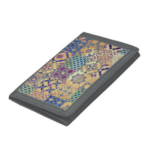 Colorful Mediterranean & Aegean traditional tiles Tri-fold Wallet
