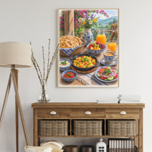 Colorful Mediterranean Breakfast Feast Poster
