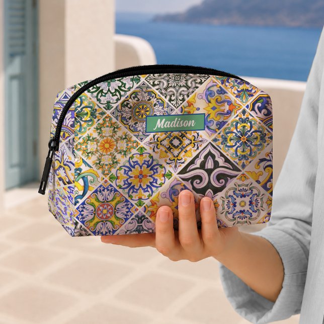 Colorful Mediterranean Majolica Tile Pattern Dopp Kit (Creator Uploaded)