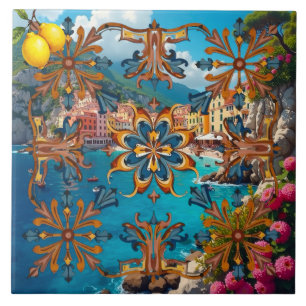 Colorful,Mediterranean,mosaic,blue,neutral, Ceramic Tile