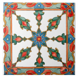Colorful,Mediterranean,mosaic,blue,orange,green, Ceramic Tile