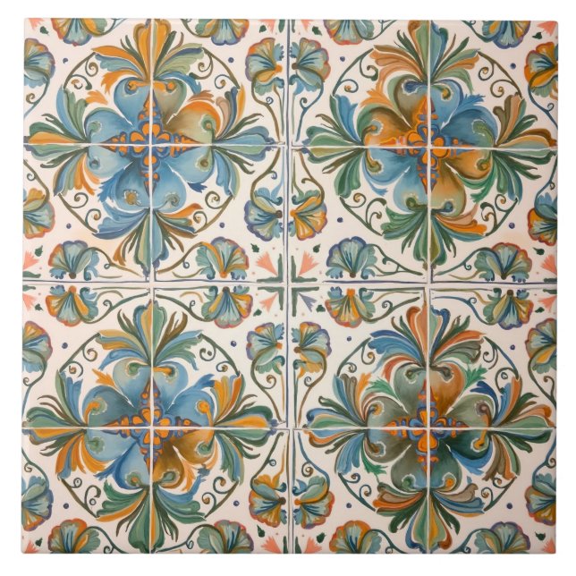 Colorful,Mediterranean,mosaic, Ceramic Tile (Front)