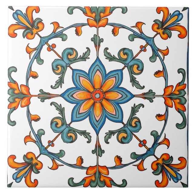 Colorful,Mediterranean,mosaic, Ceramic Tile (Front)