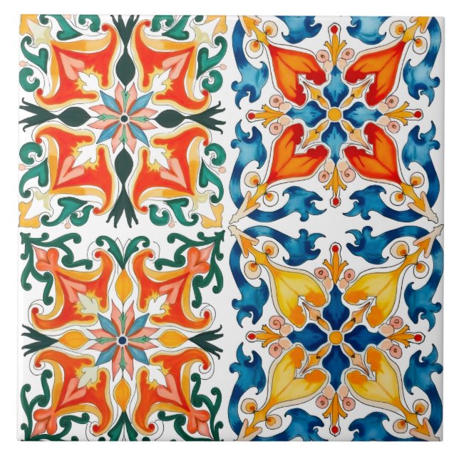 Colorful,Mediterranean,mosaic, Ceramic Tile (Front)