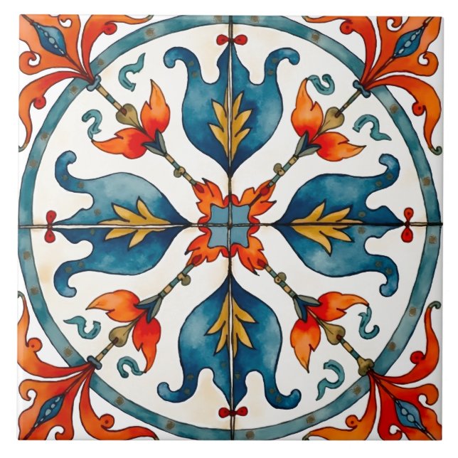 Colorful,Mediterranean,mosaic, Ceramic Tile (Front)
