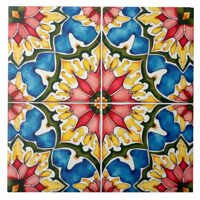 Colorful,Mediterranean,mosaic, Ceramic Tile (Front)