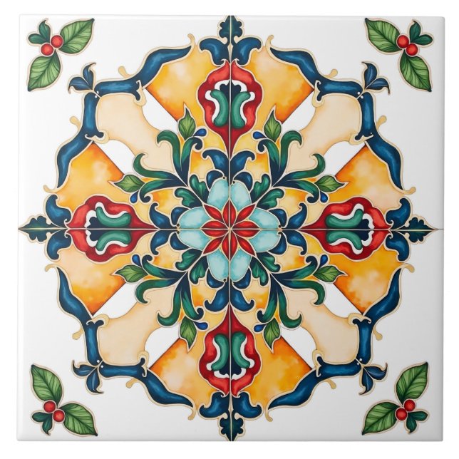 Colorful,Mediterranean,mosaic, Ceramic Tile (Front)