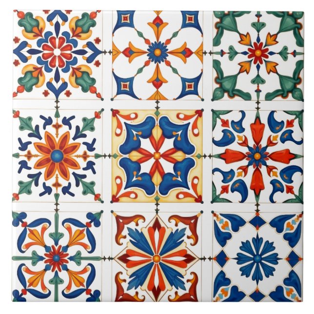 Colorful,Mediterranean,mosaic, Ceramic Tile (Front)