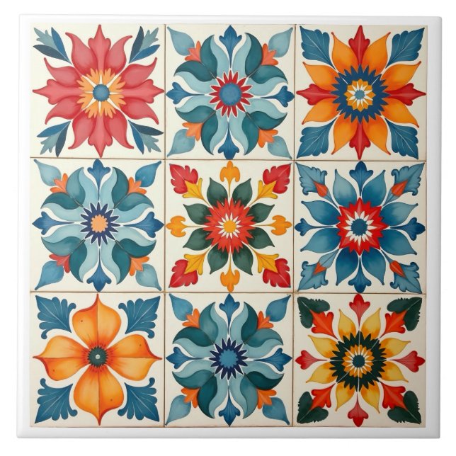 Colorful,Mediterranean,mosaic, Ceramic Tile (Front)