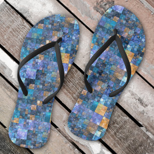 Colorful Mediterranean Mosaic Flip Flops