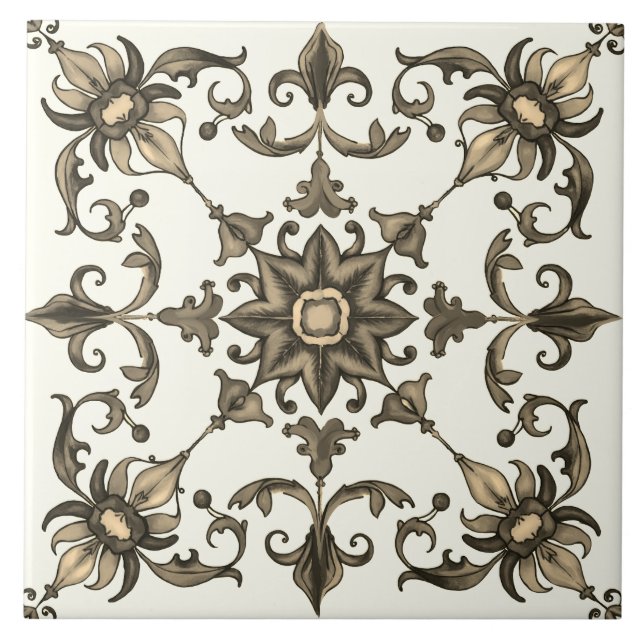 Colorful,Mediterranean,mosaic,green, Ceramic Tile (Front)