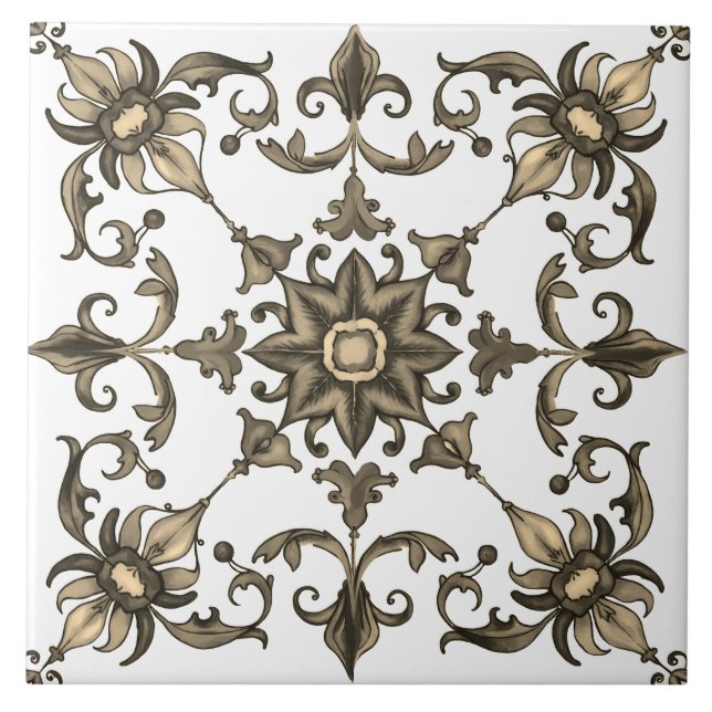 Colorful,Mediterranean,mosaic,green, Ceramic Tile (Front)