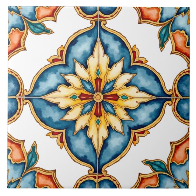 Colorful,Mediterranean,mosaic,Moroccan, Ceramic Tile (Front)
