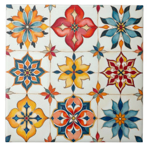 Colorful,Mediterranean,mosaic,red,orange ,blue, Ceramic Tile