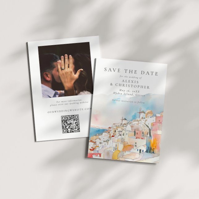 Colorful Mediterranean Skyline Photo Wedding Save The Date (Creator Uploaded)