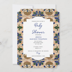 Colorful Mediterranean Vintage Floral Baby Shower Invitation