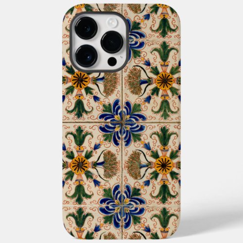 Colorful Mediterranean Vintage Floral Pattern  Case_Mate iPhone 14 Pro Max Case