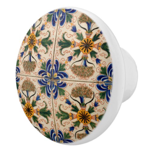 Colorful Mediterranean Vintage Floral Pattern Ceramic Knob