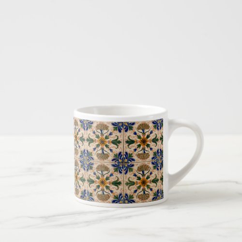 Colorful Mediterranean Vintage Floral Pattern Espresso Cup
