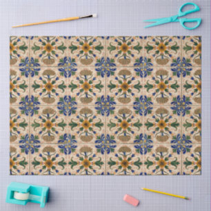 Colorful Mediterranean Vintage Floral Pattern Tissue Paper
