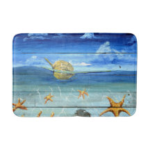 Colorful Medium Starfish Sky Bath Mat by Yotigo