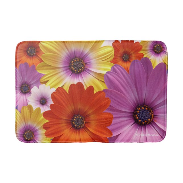 Colorful Medley of African Daisies Flowers Bath Mat (Front)