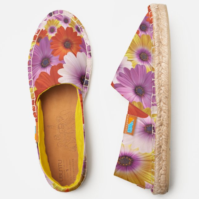 Colorful Medley of African Daisies Flowers Espadrilles (Side)