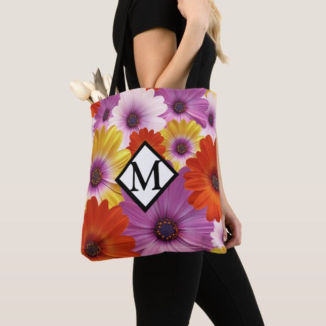 Colorful Medley of African Daisies Flowers Tote Bag (Close Up)