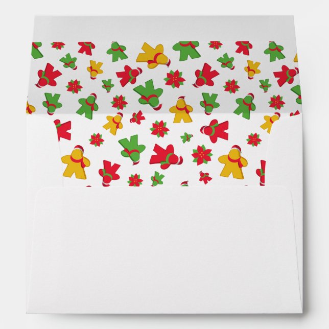 Colorful Meeple Board Game Christmas Envelope (Back (Bottom))
