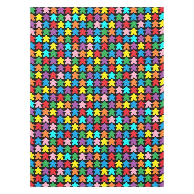 Colorful Meeples for Tabletop boardgamers Tablecloth (Front)