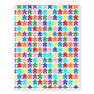 Colorful Meeples Temporary Tattoos