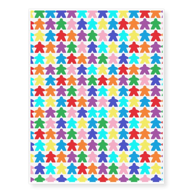 Colorful Meeples Temporary Tattoos (Front)