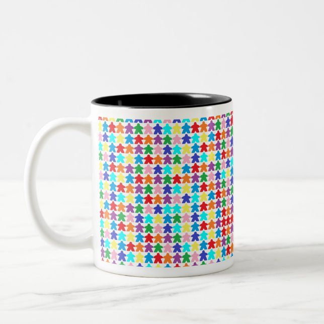 Colorful Meeples Two-Tone Coffee Mug (Left)