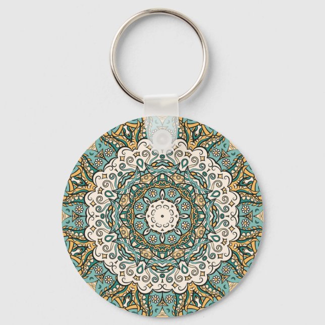 Colorful Mehndi Tile Seamless Tracery Keychain (Front)