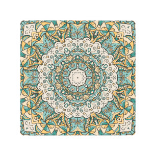 Colorful Mehndi Tile Seamless Tracery Metal Print