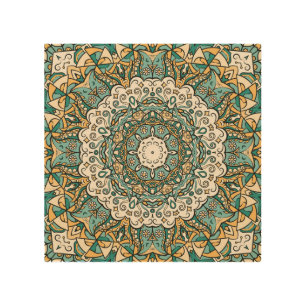 Colorful Mehndi Tile Seamless Tracery Wood Wall Art