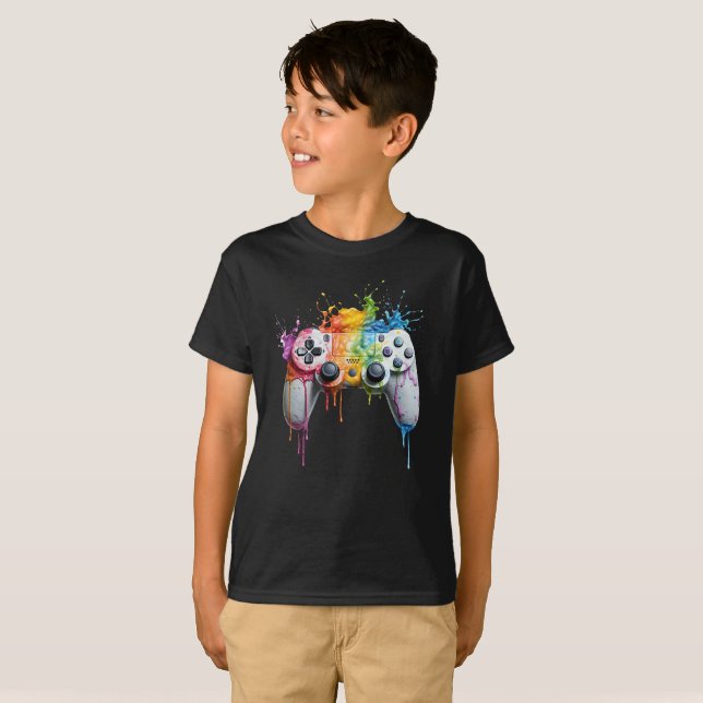 Colorful Melting Gaming Controller T-Shirt (Front Full)