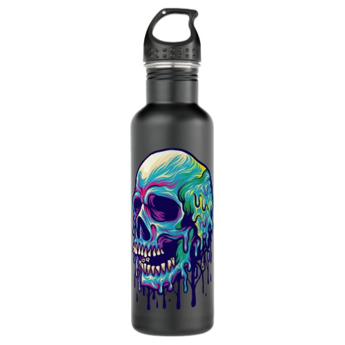 Colorful Melting Skull Art Graphic Halloween Group Stainless Steel Water Bottle