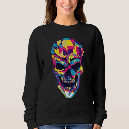 Colorful Melting Skull Art Graphic Halloween Group Sweatshirt