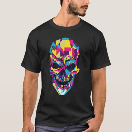 Colorful Melting Skull Art Graphic Halloween Group T_Shirt