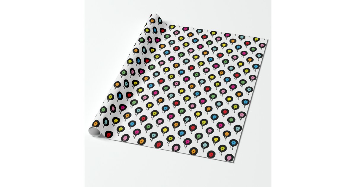 Colorful Melting Vinyl Record Dot Pattern Wrapping Wrapping Paper Zazzle