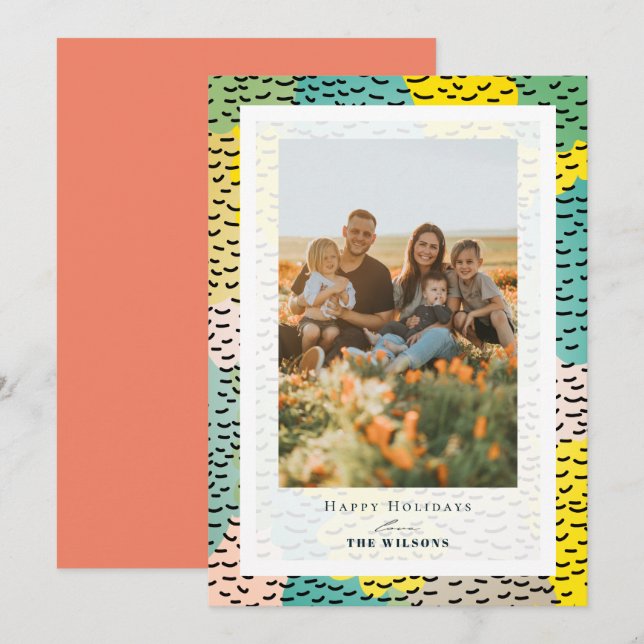 Colorful Memphis Christmas Holiday Photo Card (Front/Back)