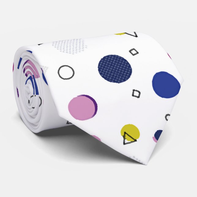 Colorful Memphis Pattern Neck Tie (Rolled)