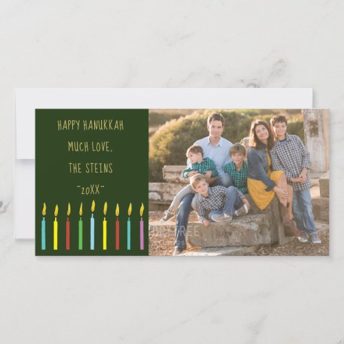 Colorful Menorah Candles Happy Hanukkah Holiday Card