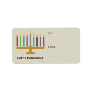 Colorful Menorah Hanukkah Gift Label