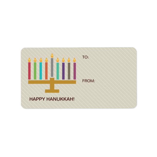Colorful Menorah Hanukkah Gift Label (Front)