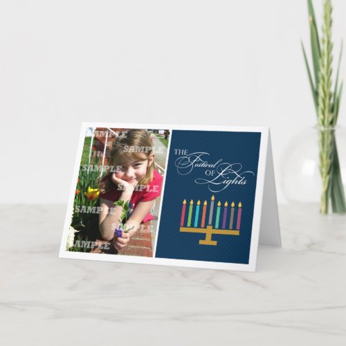 Colorful Menorah Hanukkah Holiday Card